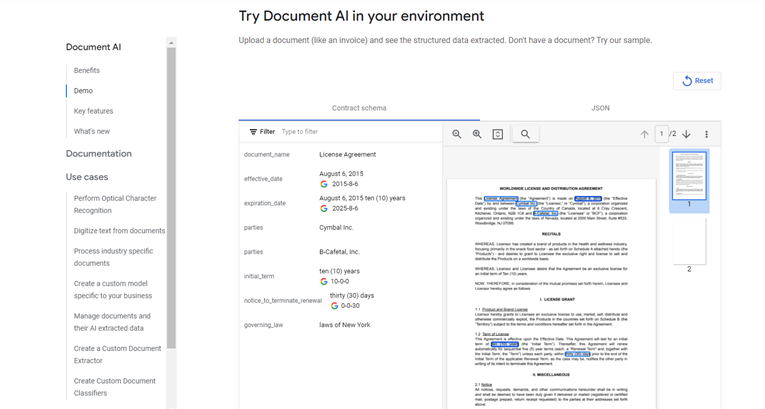 Google Document AI use case.