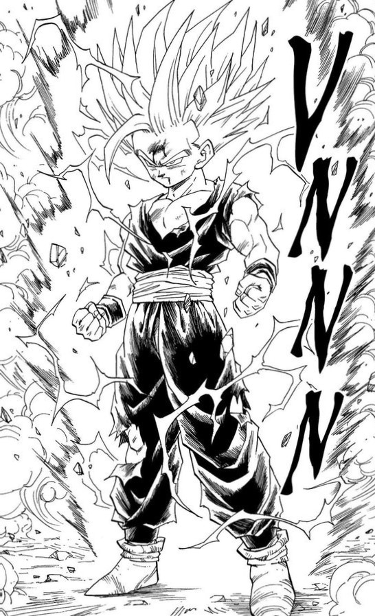 Gohan going Super Saiyan 2 for the first time in dragon ball z before fighting with cell from dragon ball