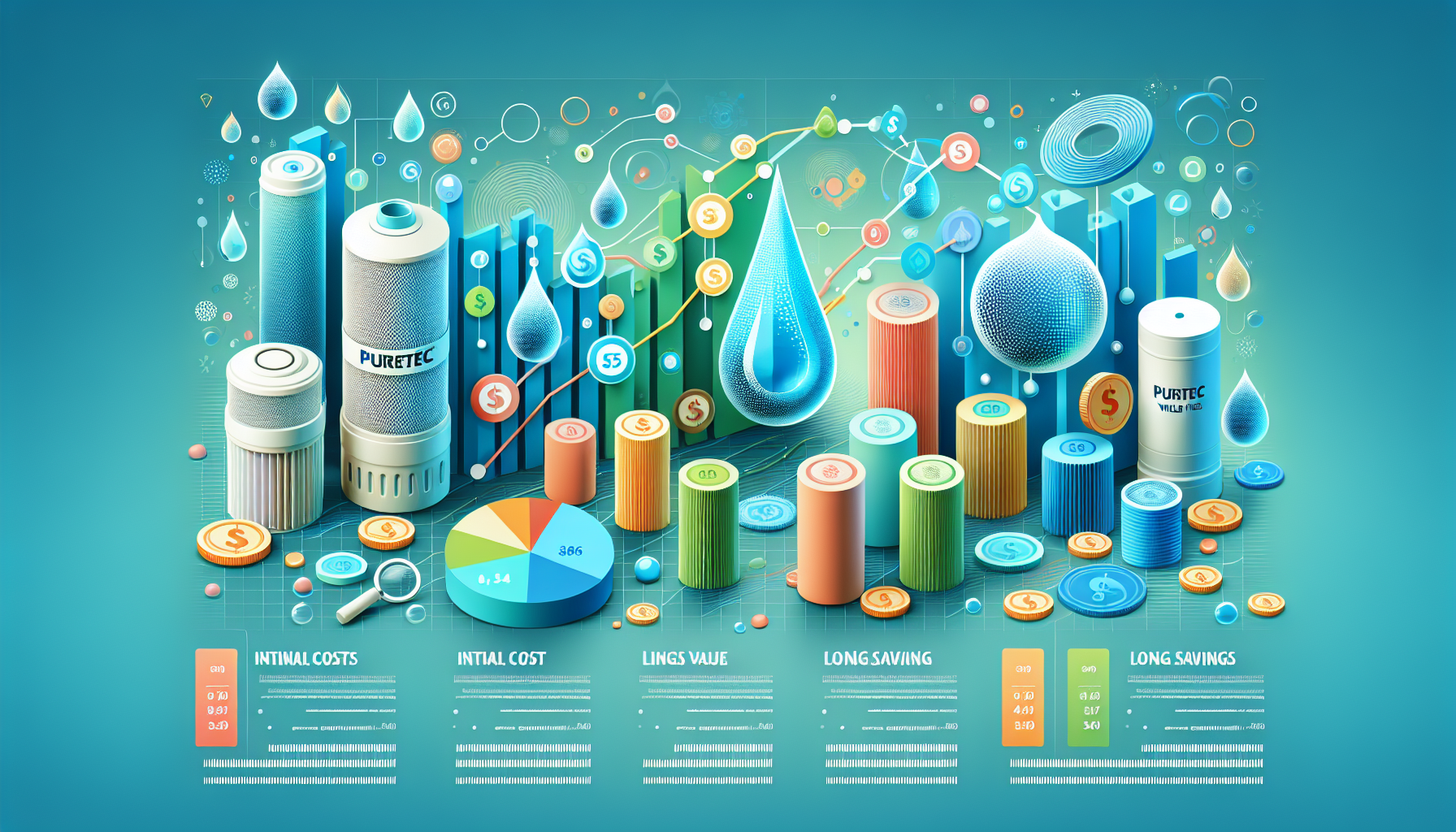 A graphic representation of cost and value analysis for water filters.