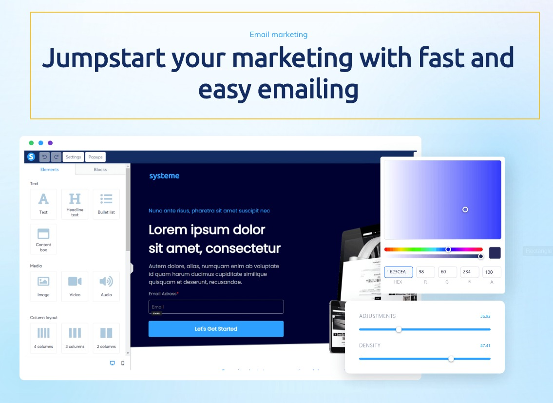Systeme io email marketing features