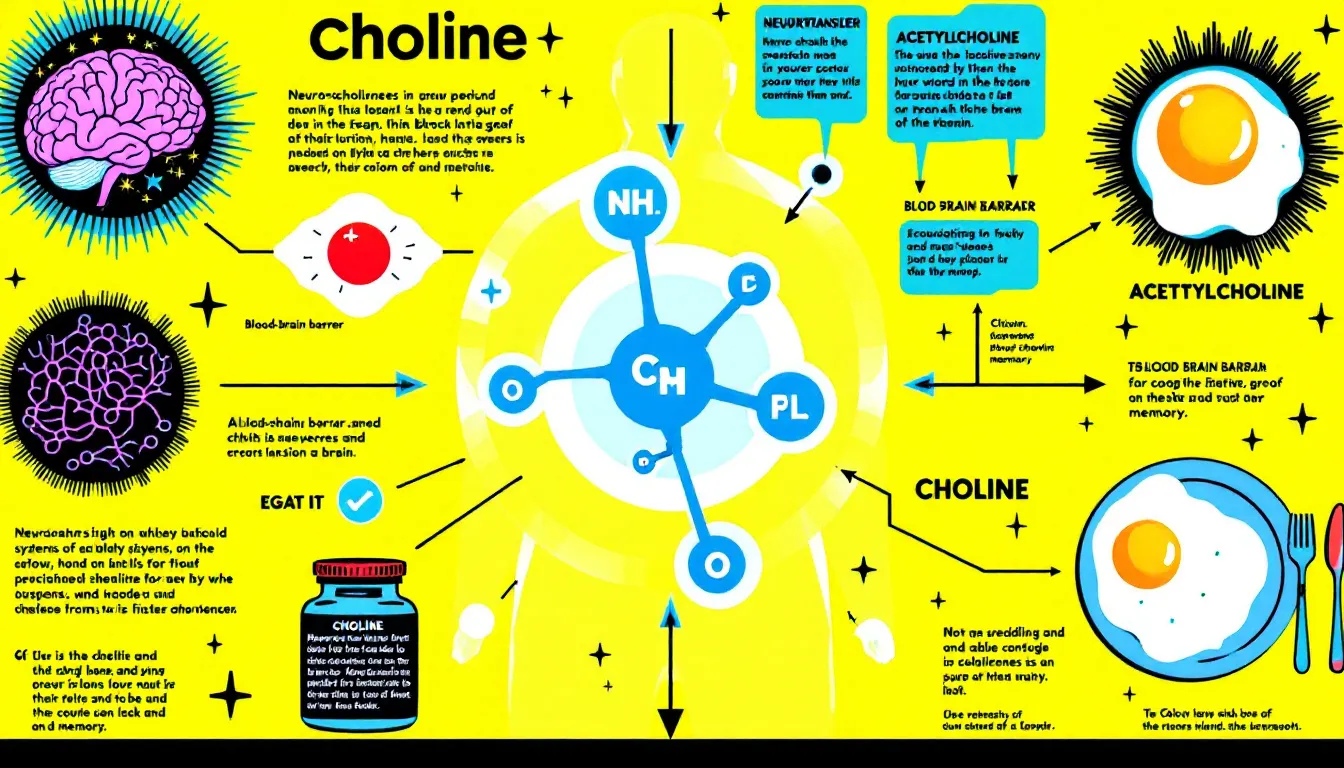 Ein Diagramm, das die Rolle von Cholin im menschlichen Körper veranschaulicht.