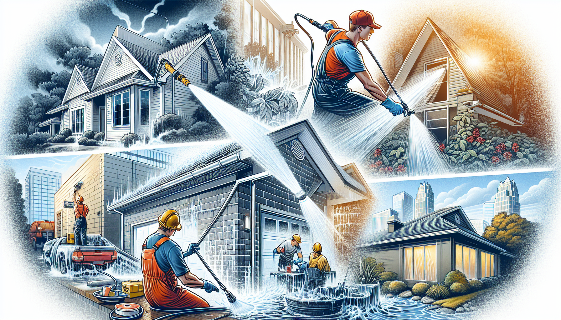 Illustration of pressure washing services in Raleigh, NC