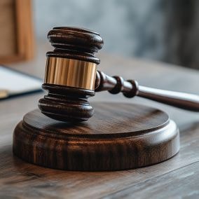 Judge's gavel on desk