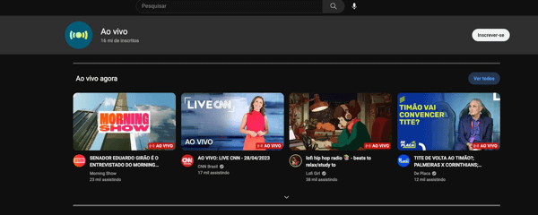 youtube para lives