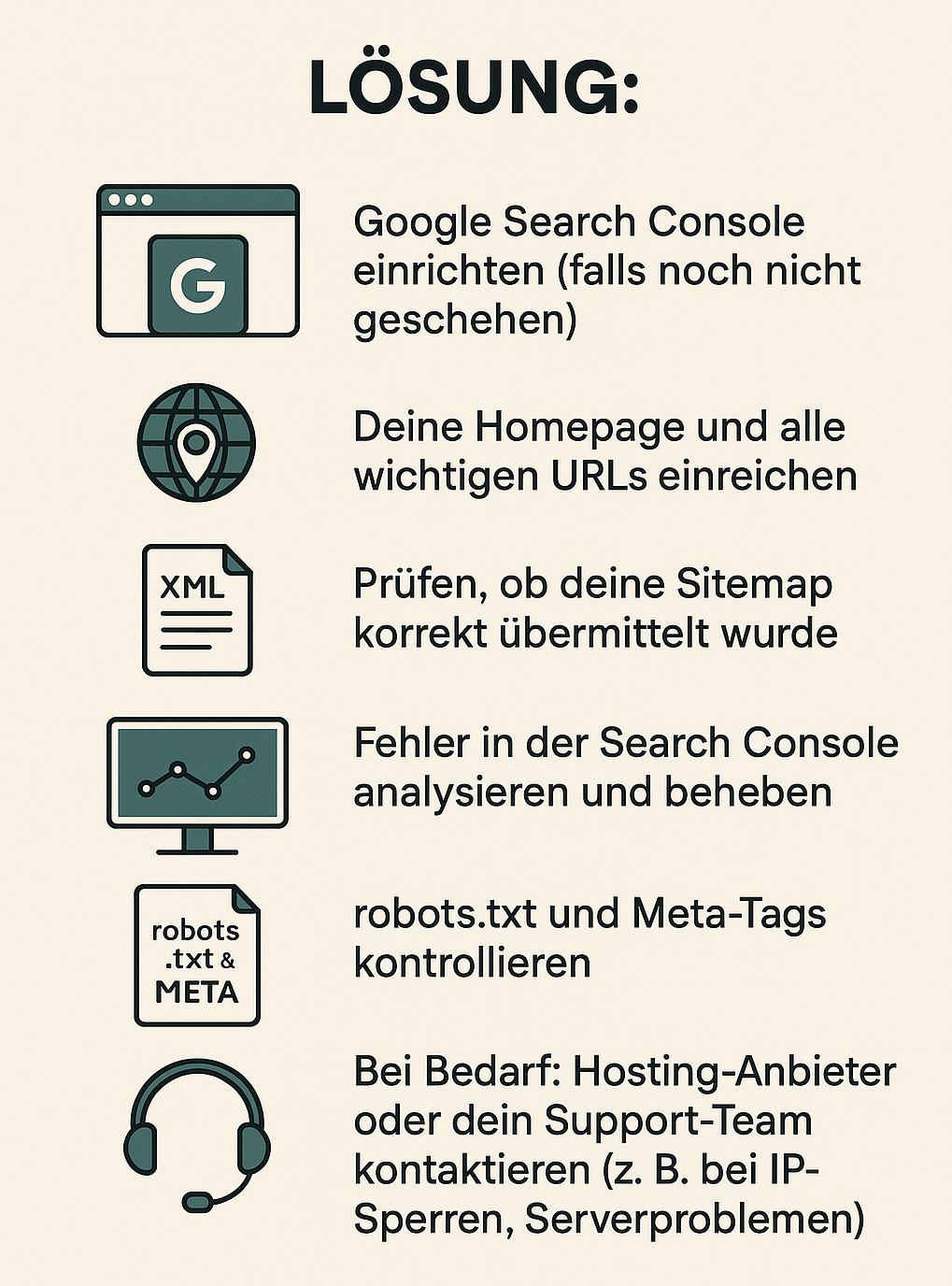 Grafik, die die Lösung Schritt für Schritt zeigt