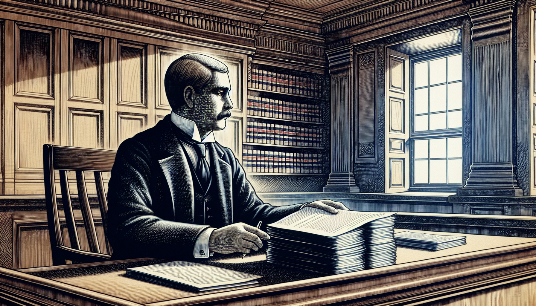 Illustration of a person filing a bankruptcy petition