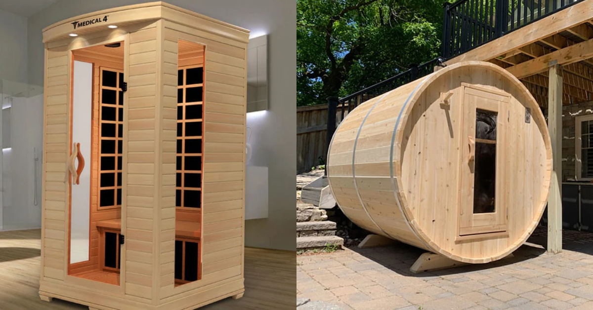 Side by side comparison of an indoor sauna vs. an outdoor sauna for your indoor or outdoor space.