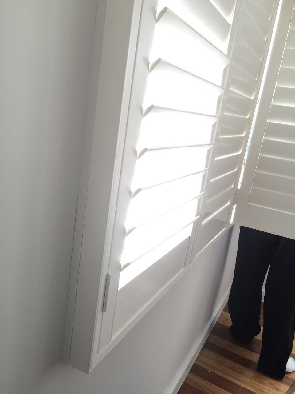 open plantation shutters