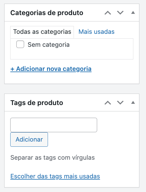 Seções de categorias e tags de produtos no WooCommerce