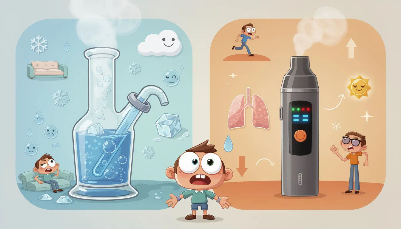 Eine Bong, die zur Kühlung des Rauchs Wasserfiltration nutzt.