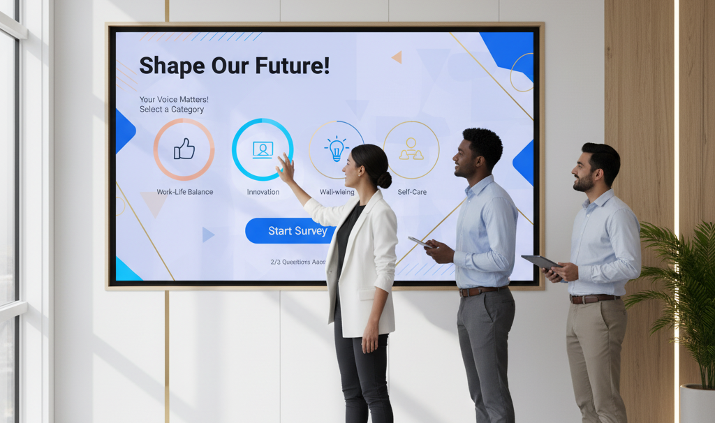 Digital Signage for Employee Surveys: Top 9 Tips 2 design visually engaging digital signage surveys