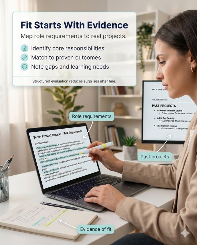 Candidate reviewing a job description to evaluate fit for job
