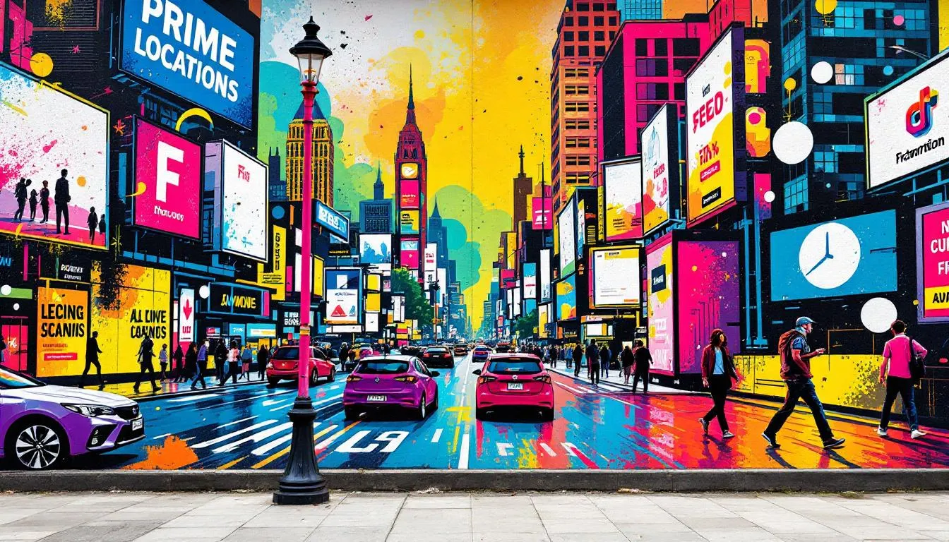 Choosing prime locations for outdoor ads in a busy area.