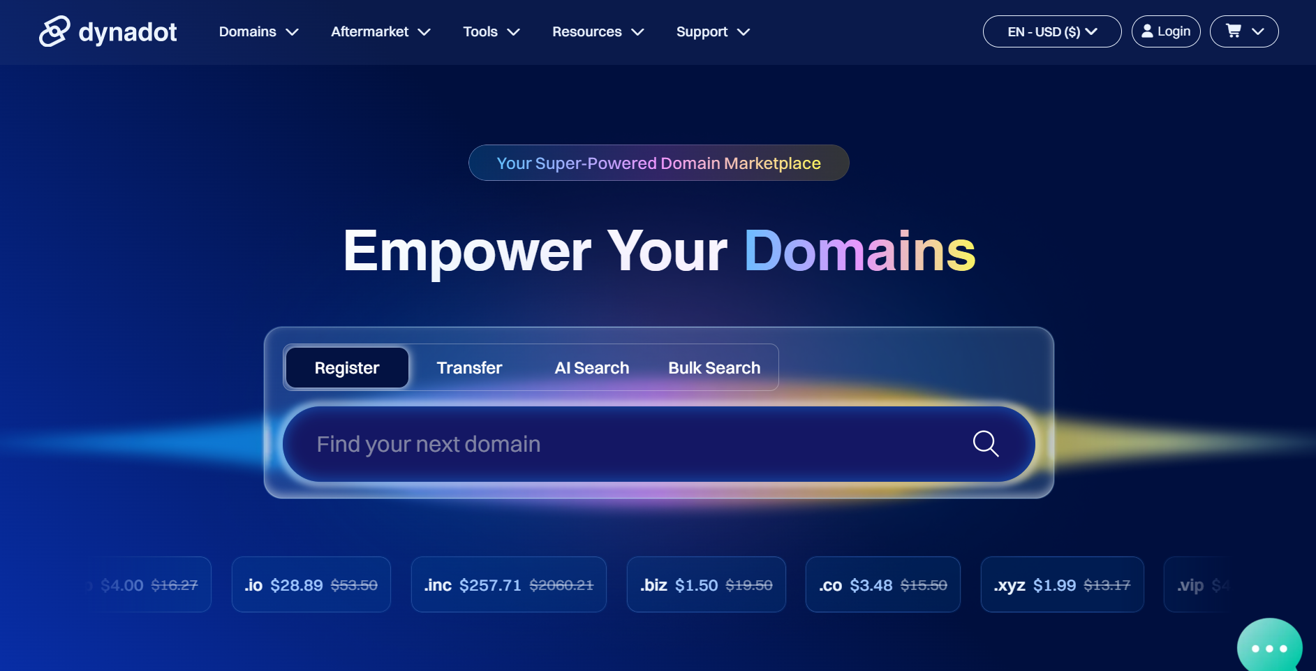 A screenshot of Dynadot's Domain page