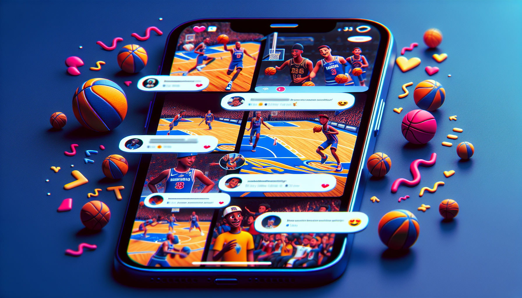 A social media app on a smartphone screen with basketball-related content