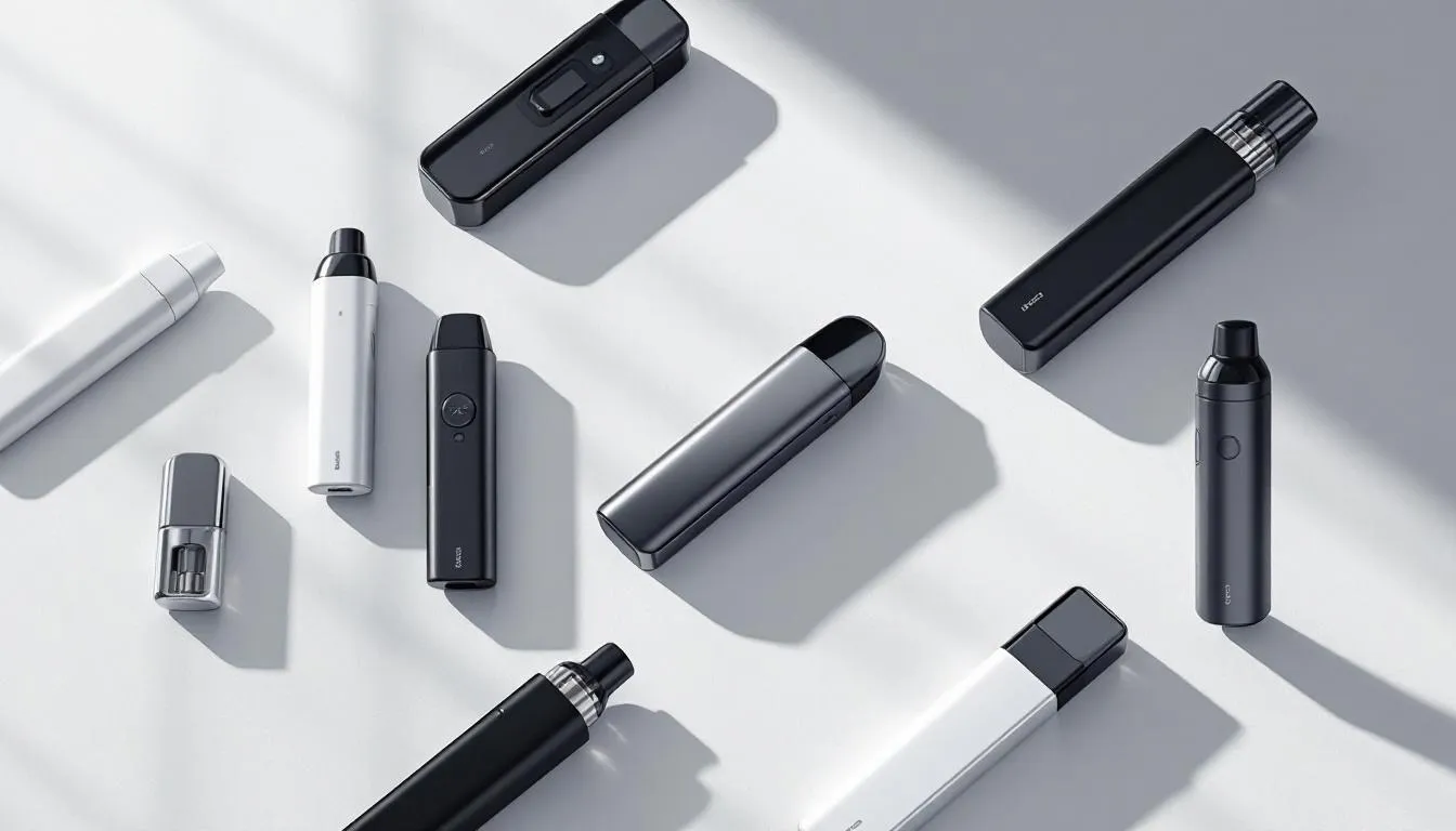 Different types of pod ecigs including refillable and prefilled kits.