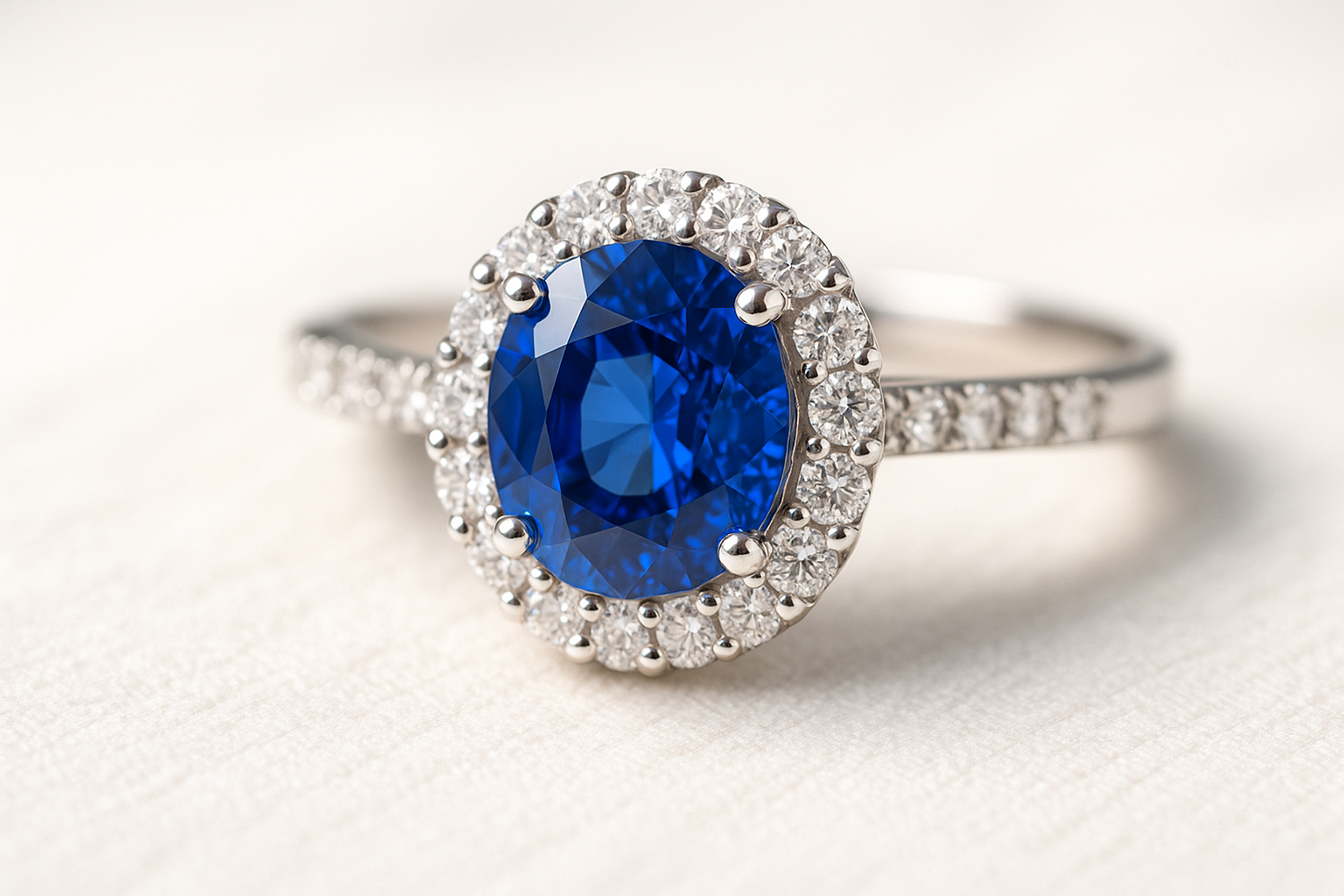 Mėlynas safyras sužadėtuvių žiede