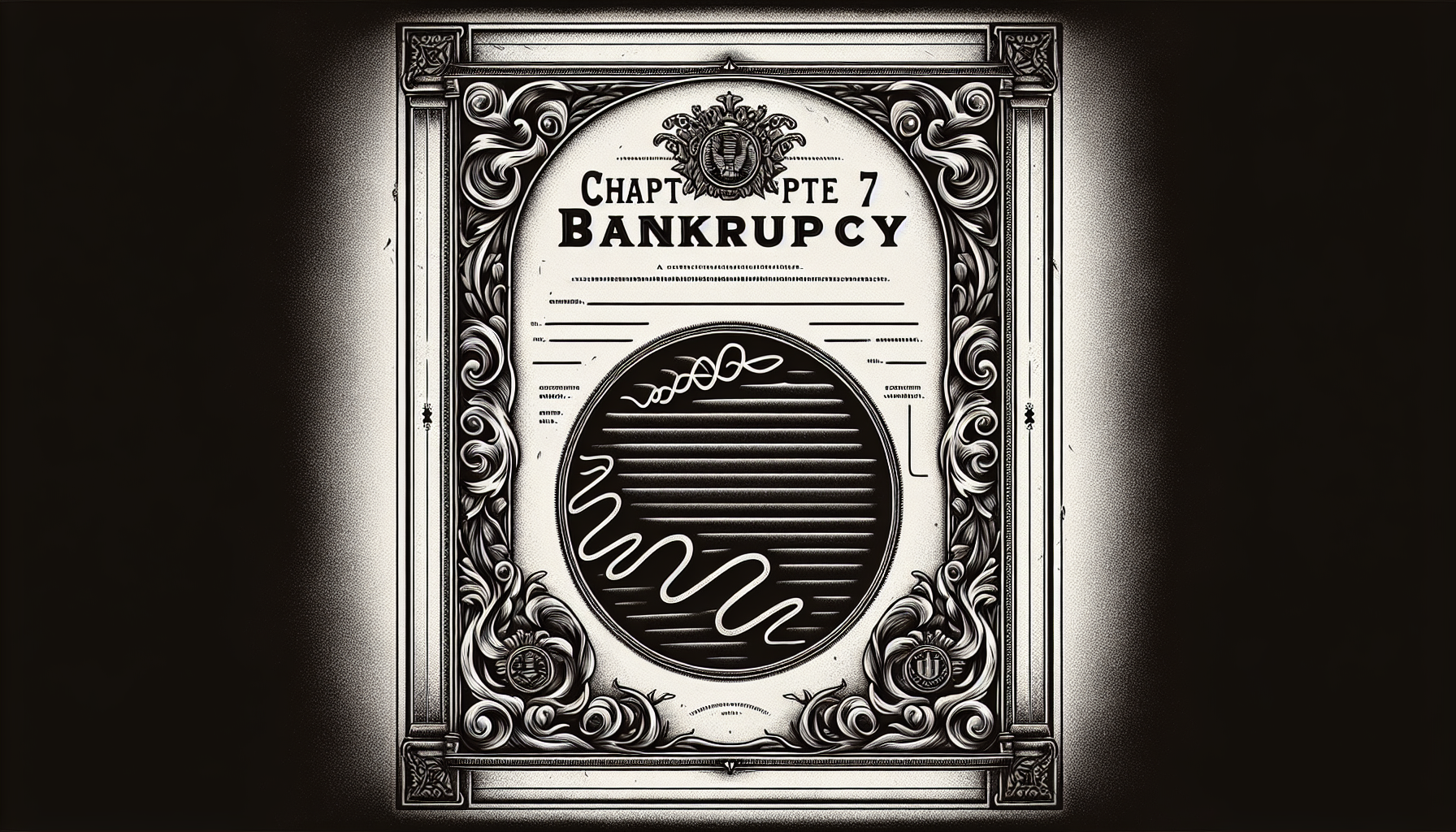 Illustration of a legal document with the title 'Chapter 7 Bankruptcy'