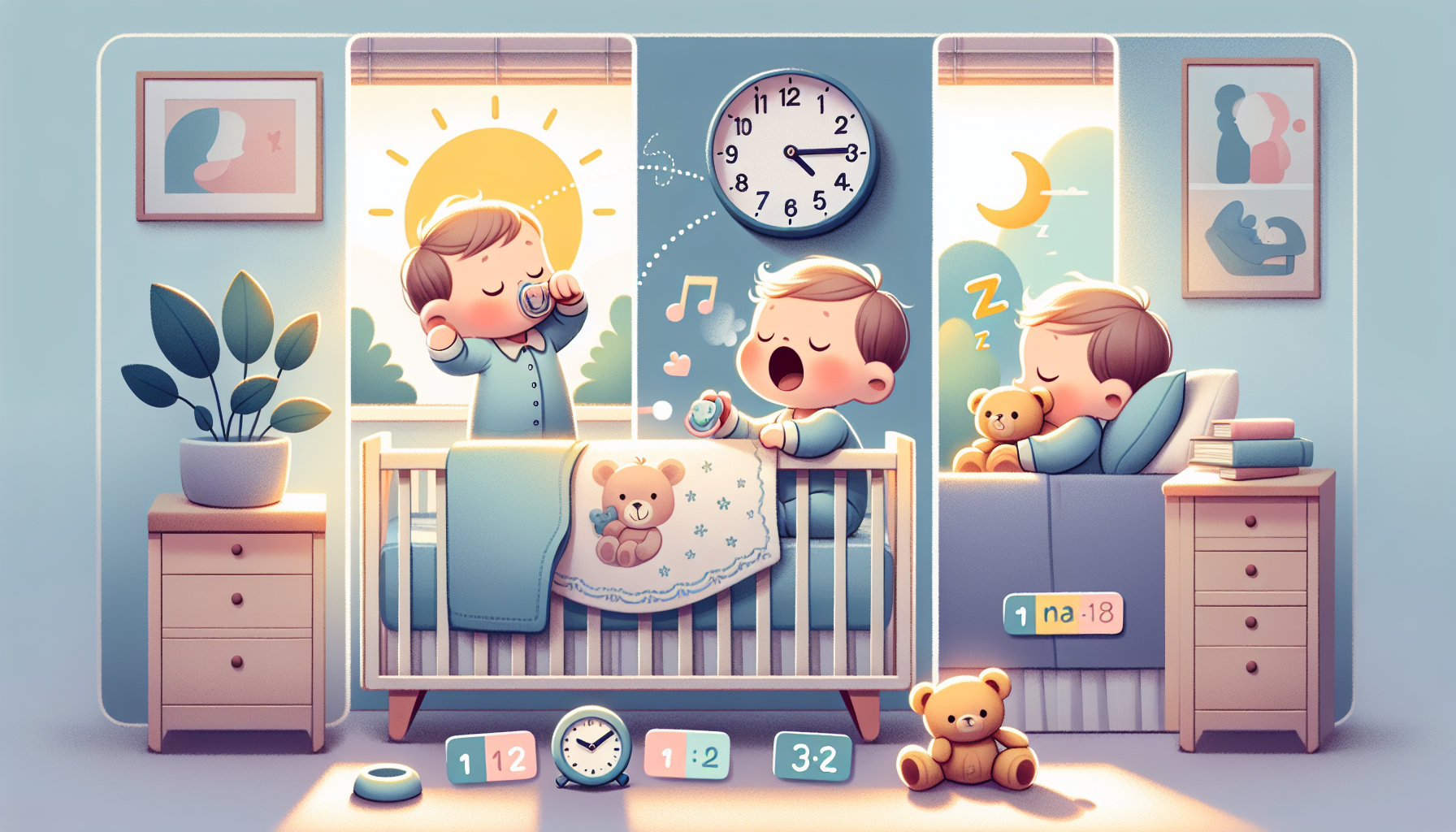 Illustration of a daily sleep schedule for a 12-month-old