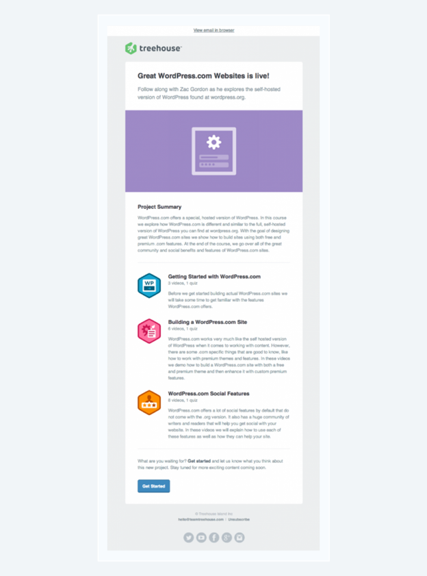 Example Educational Email with Tips & Tutorials - Source Treehouse/Elastic Email | TheBloggingBox.com