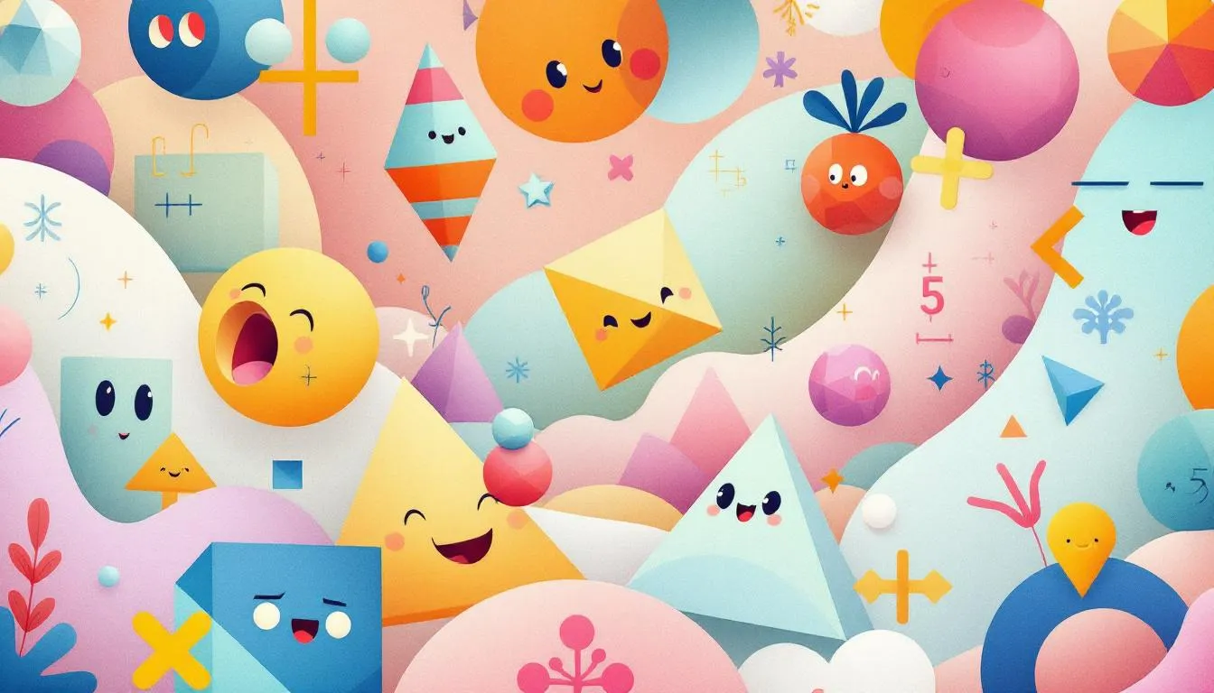 An illustration of geometry brain teasers involving shapes and numbers.