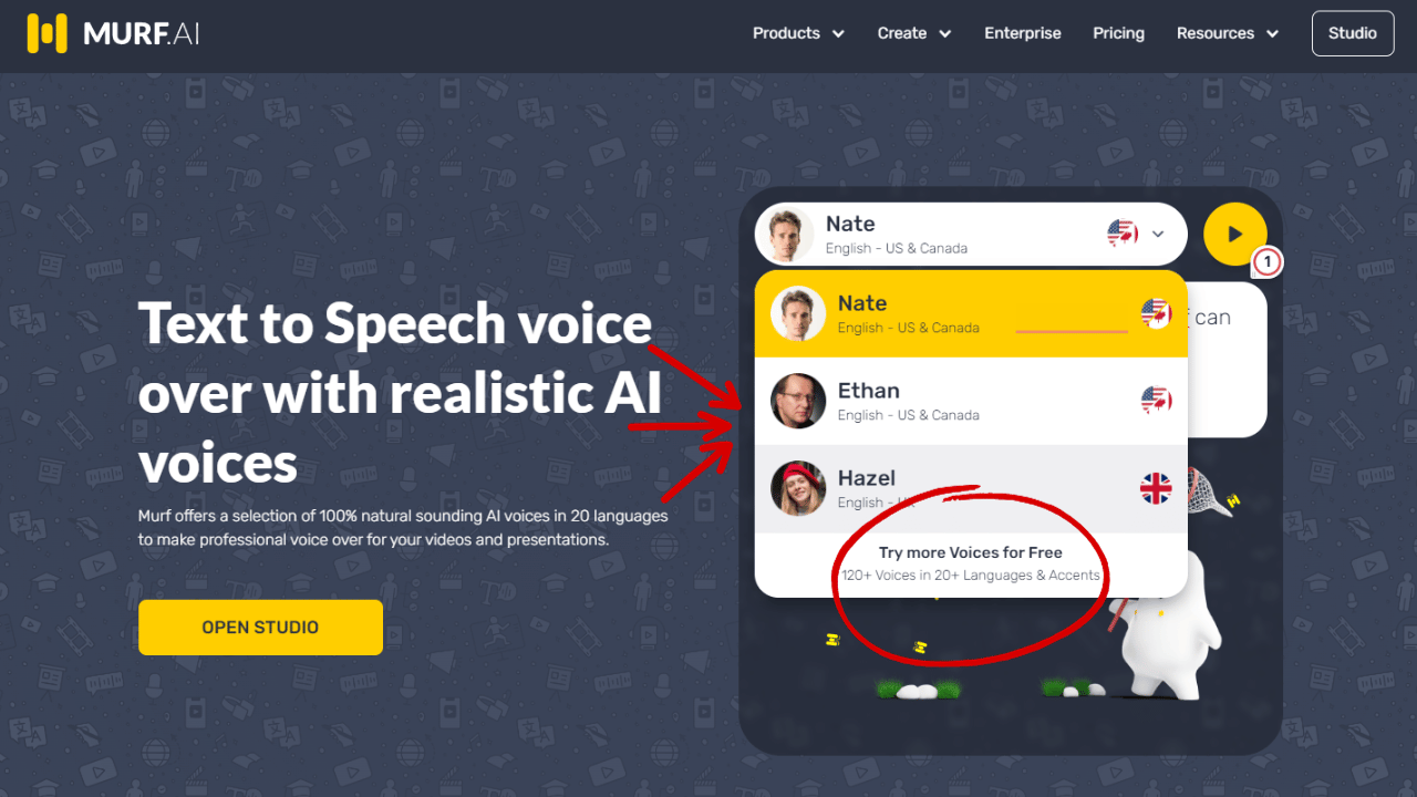 Text to speech voiceover with realistic voices