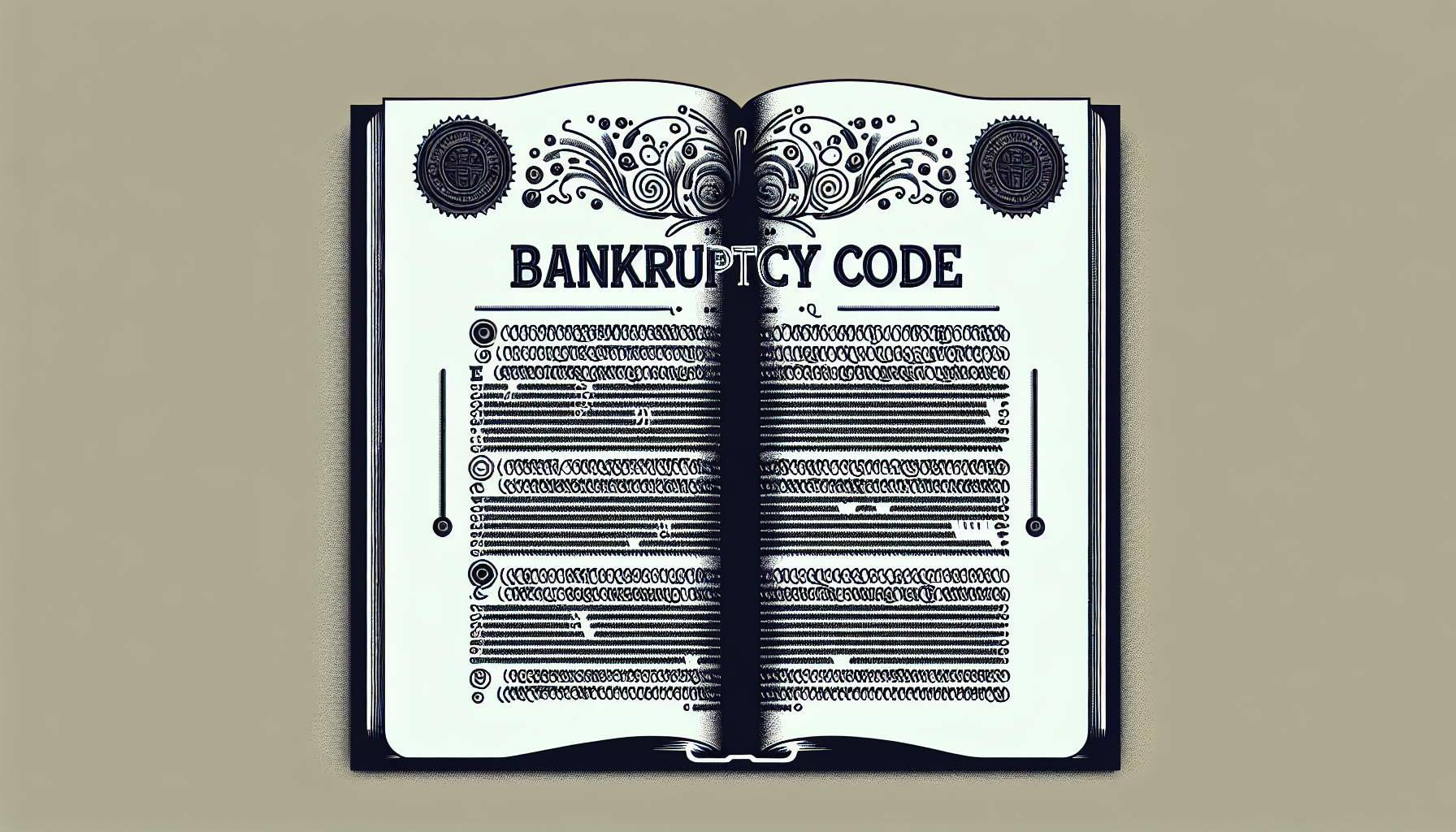 Illustration of a legal document with the title 'Bankruptcy Code'