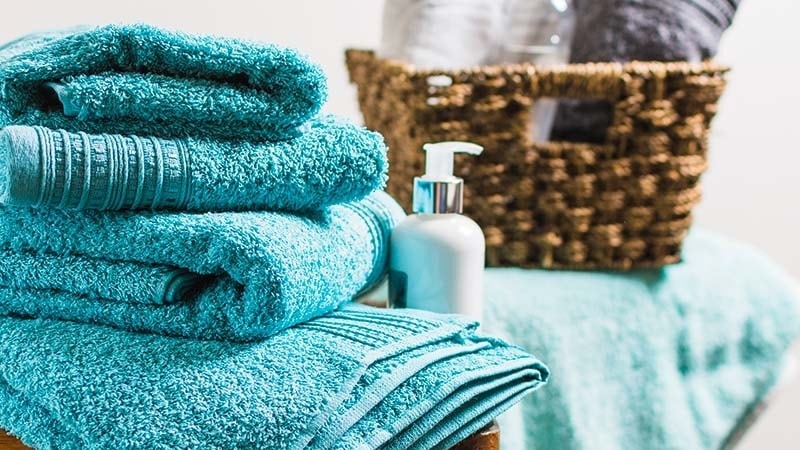 A set of bath towels at a spa