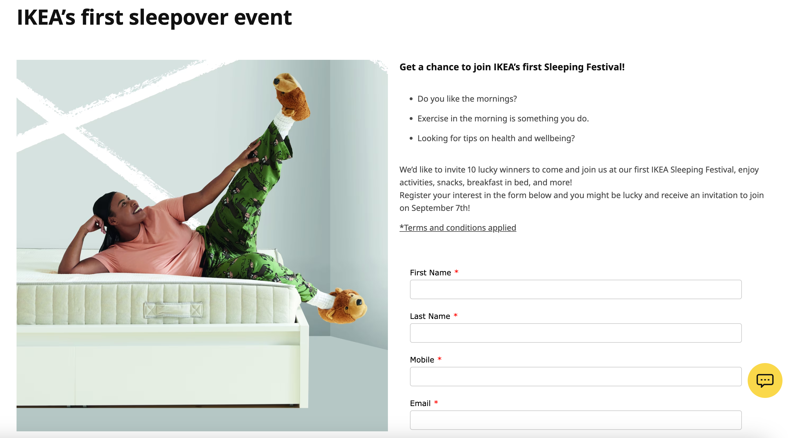 Ikea Big Sleepover competition