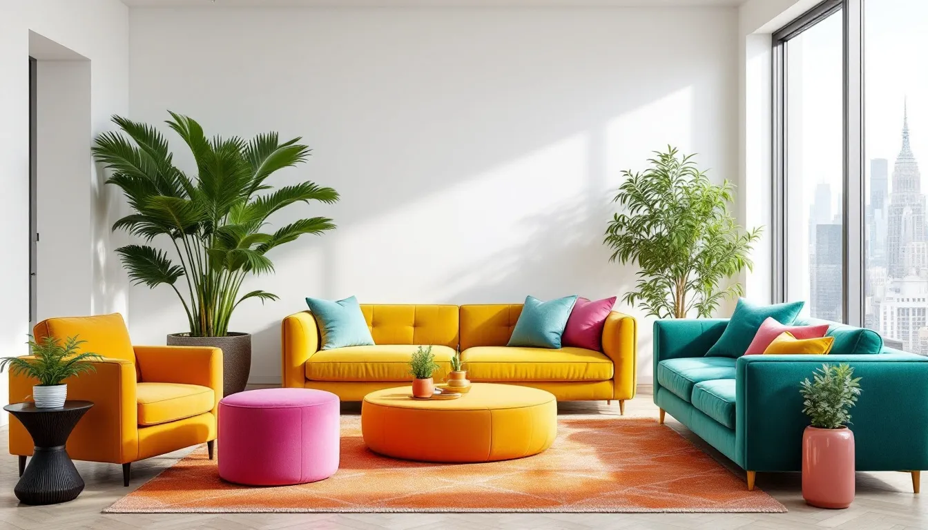 A variety of modern shades displayed in a bright room.