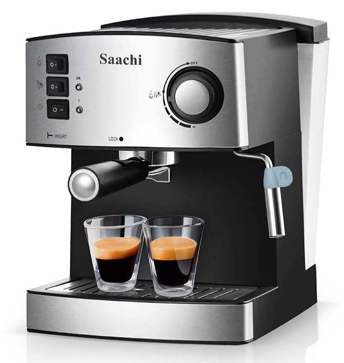 Saachi Espresso Machine NL-COF-7055-BK With 15 Bar Automatic Steam Pressure Pump