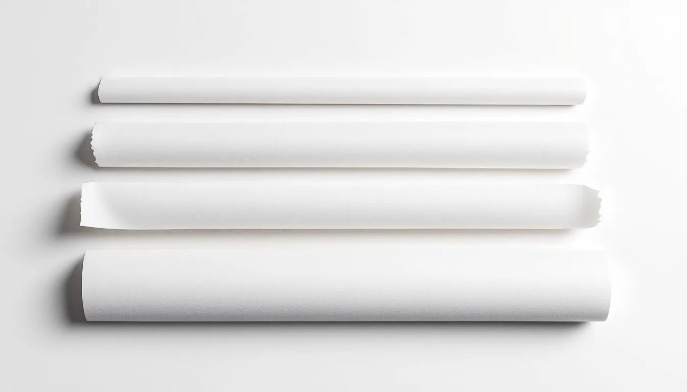 The image displays a side-by-side comparison of various rolling paper sizes, including king size and slim options, highlighting different paper types such as rice paper and hemp paper. Each type is neatly laid out, showcasing their unique characteristics and packaging options, ideal for enhancing the smoking experience.