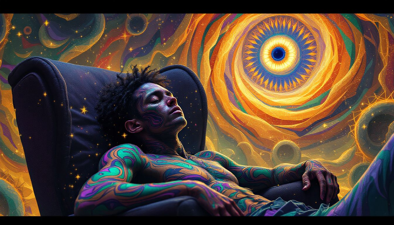 A person experiencing a comedown after an acid trip.