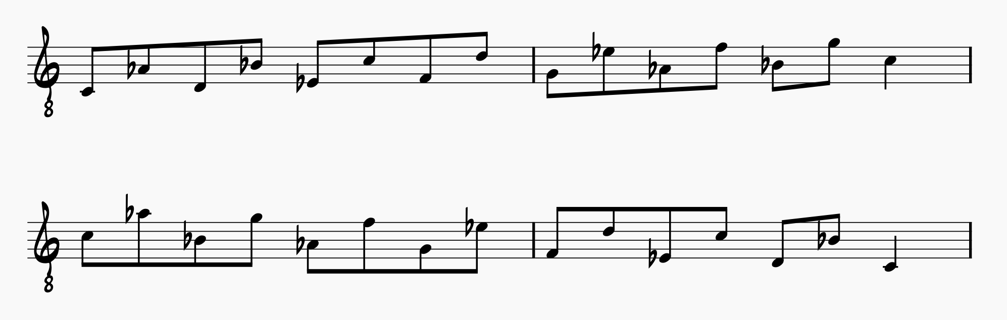 C Natural Minor Scale in 6ths; ascending scale and descending scale