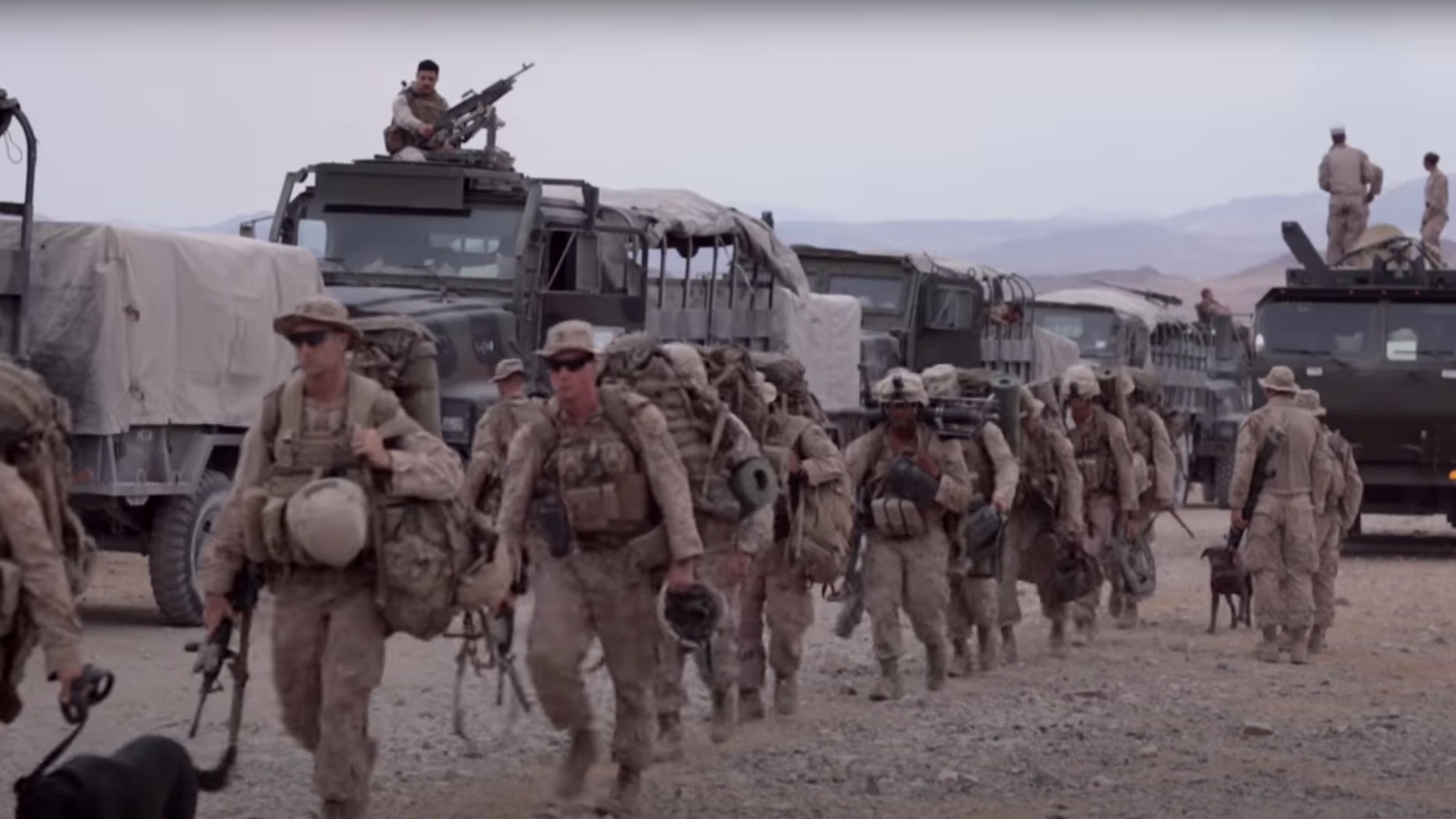 Marine Corps Reservists walking.