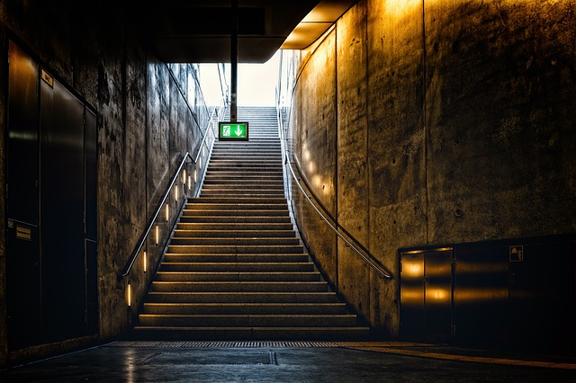 stairs, escape route, exit
