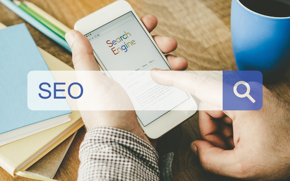 A person uses a search engine. Local SEO provides increased visibility in search. 