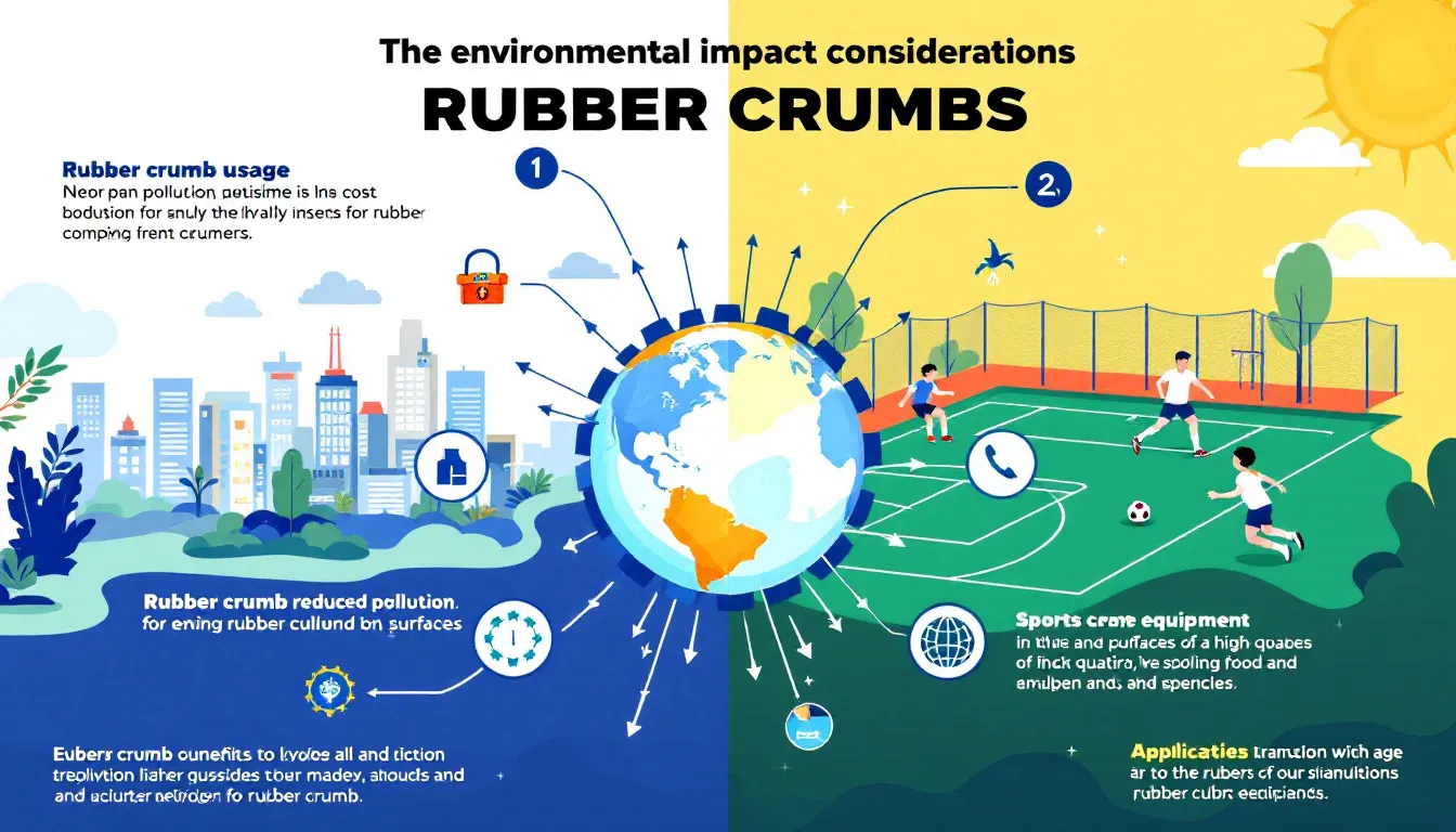 A visual representation of environmental impact considerations for rubber crumb usage.
