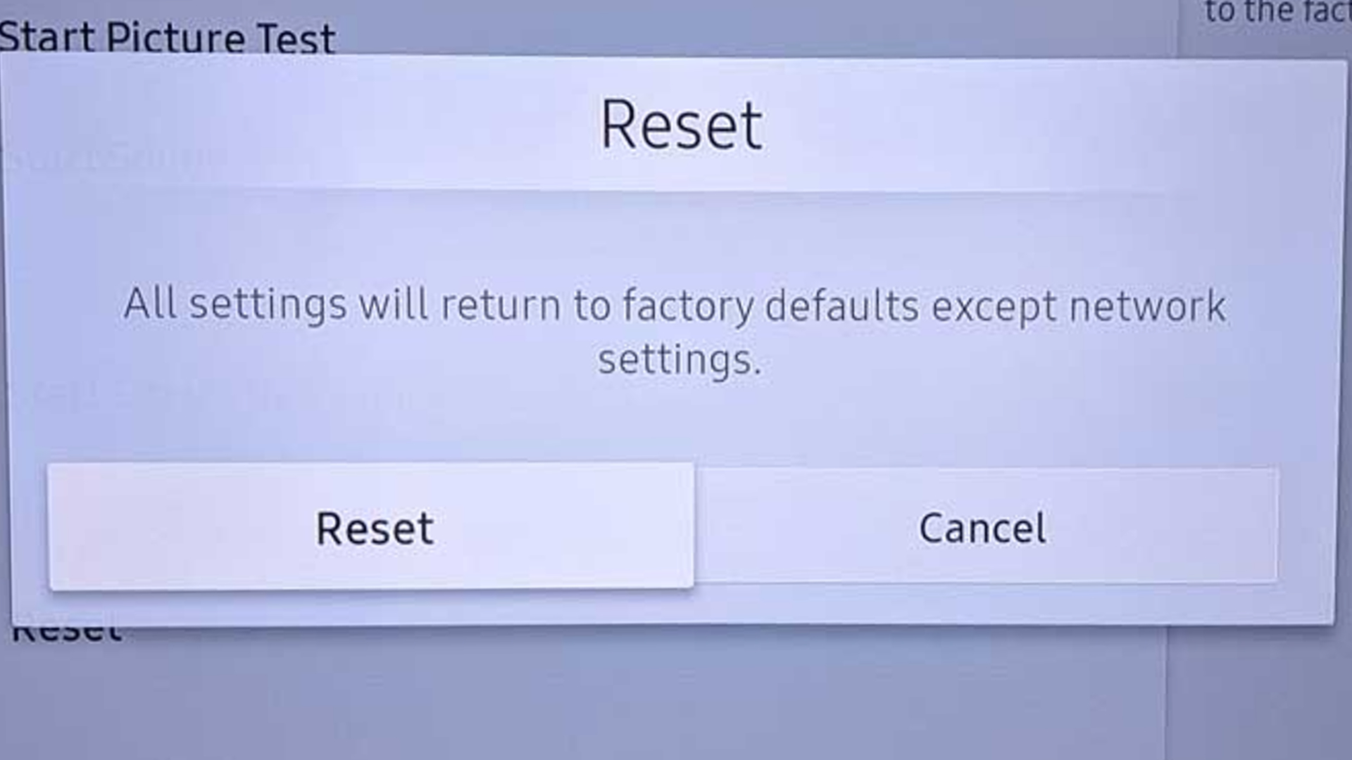 hard reset samsung tv