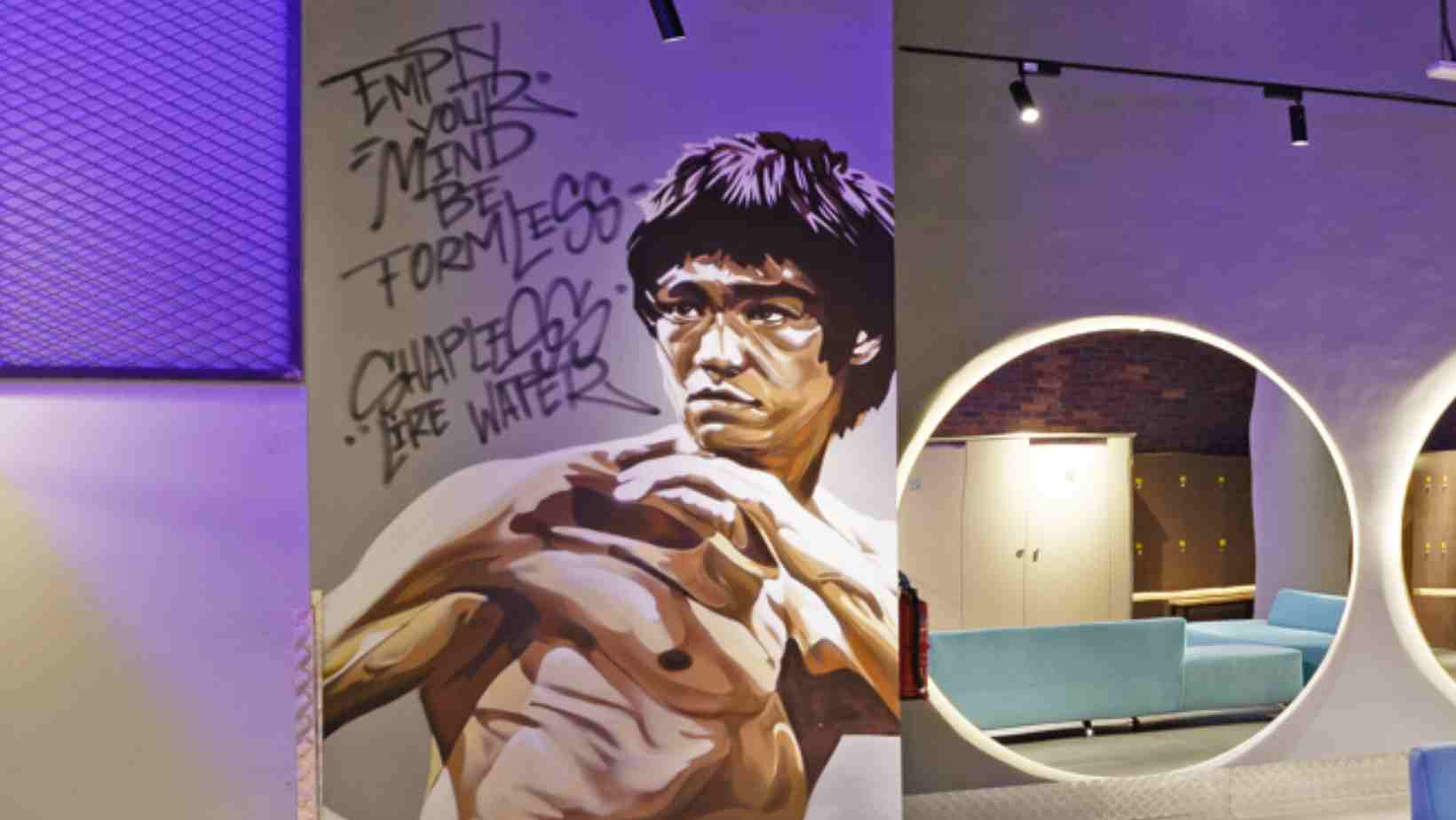 bruce lee wallpaper in gymnation change room