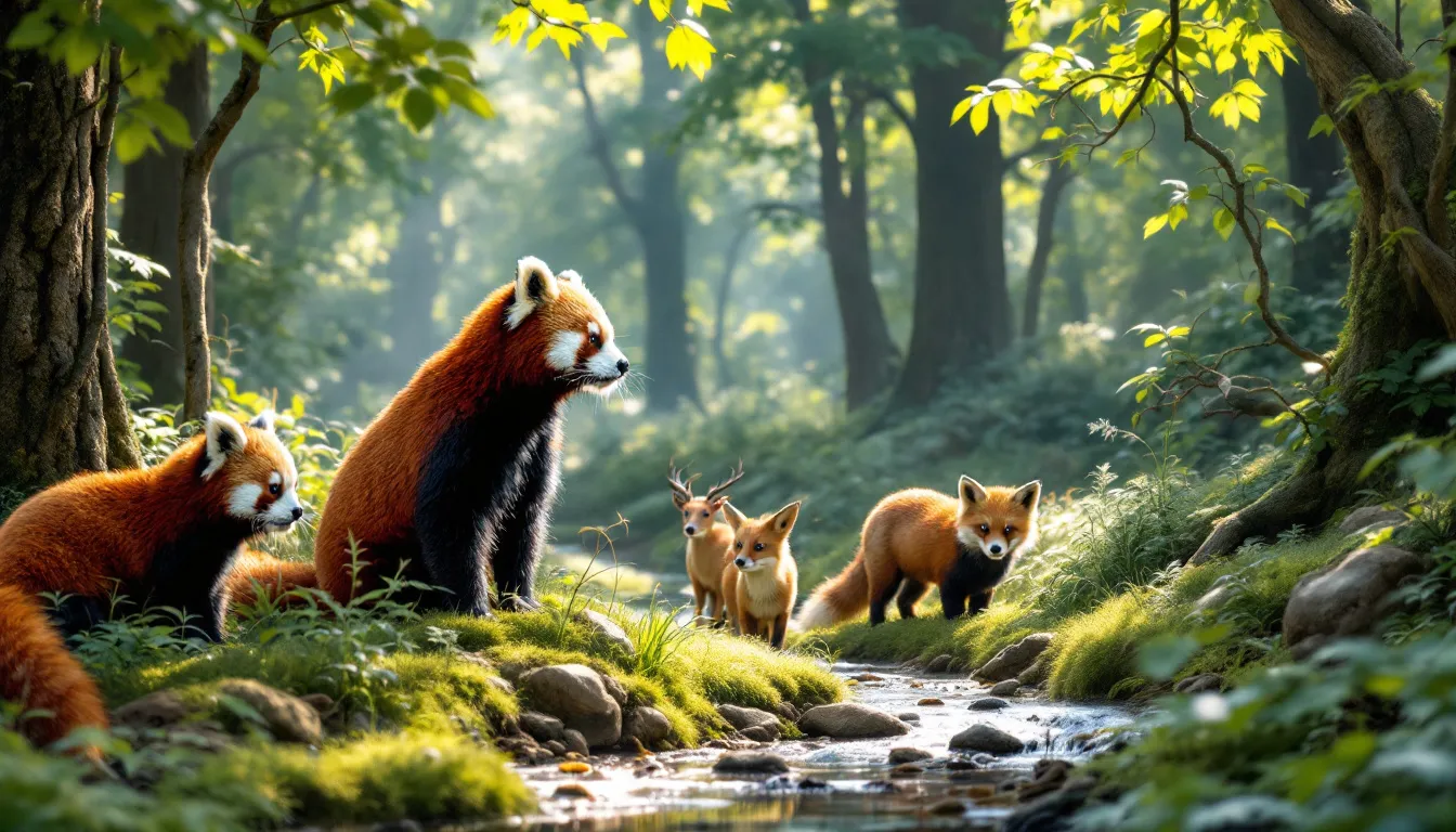 A group of relocated animals thriving in their new habitat.