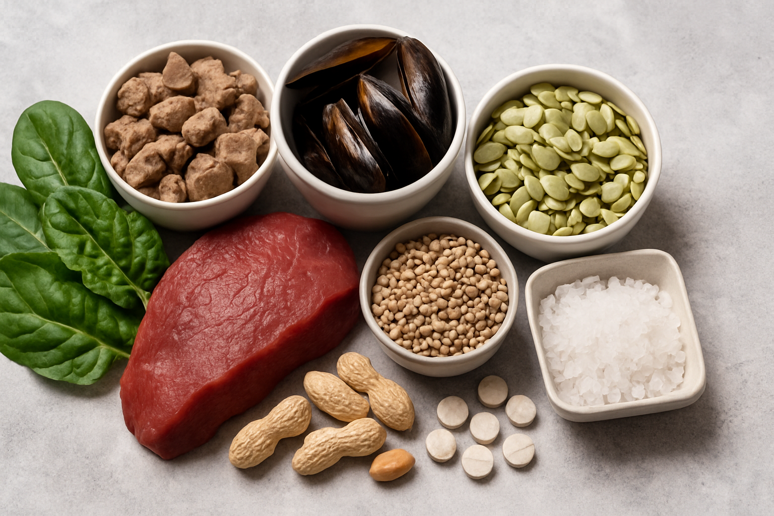 Ulike matvarer rike på sink, som kjøtt, nøtter, belgfrukter og sjømat, lagt opp på en lys overflate. sink gode kilder til sink kilder til sink sink i kroppen daglig inntak av sink blant annet sink er viktig mye sink opptaket av sink sink er kjøtt kilde til sink sink finnes viktig mineral inneholder sink les mer grove kornprodukter 50 år vitamin c kroppen viktig kosttilskudd inneholder brukes vitamin sinkmangel finnes mat mer kvinner jern mineraler andre menn kjøtt mye kosthold nødvendig hud barn produkter vitaminer mineral opptaket bruk eksempel får melkeprodukter mangel immunforsvaret under innhold hår anbefalt derfor 2 3 spiser gjør godt immunforsvar ofte lett negler ulike normal