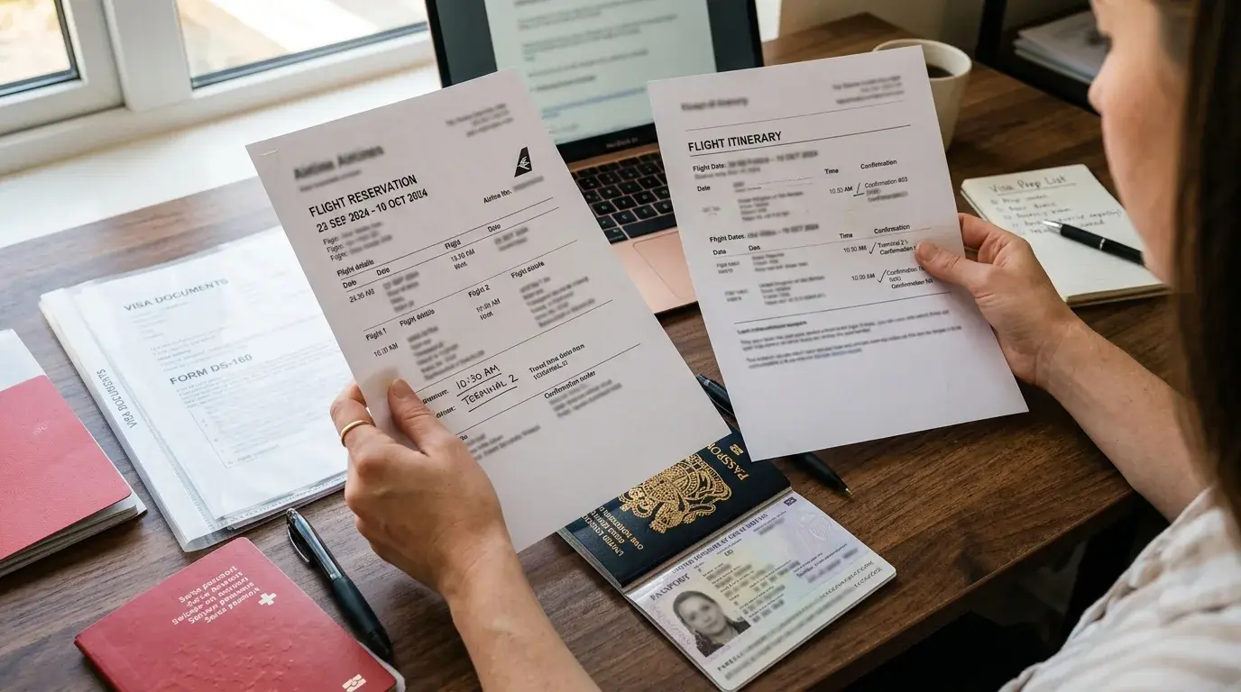 Explaining unpaid or updated flight reservation during visa interview