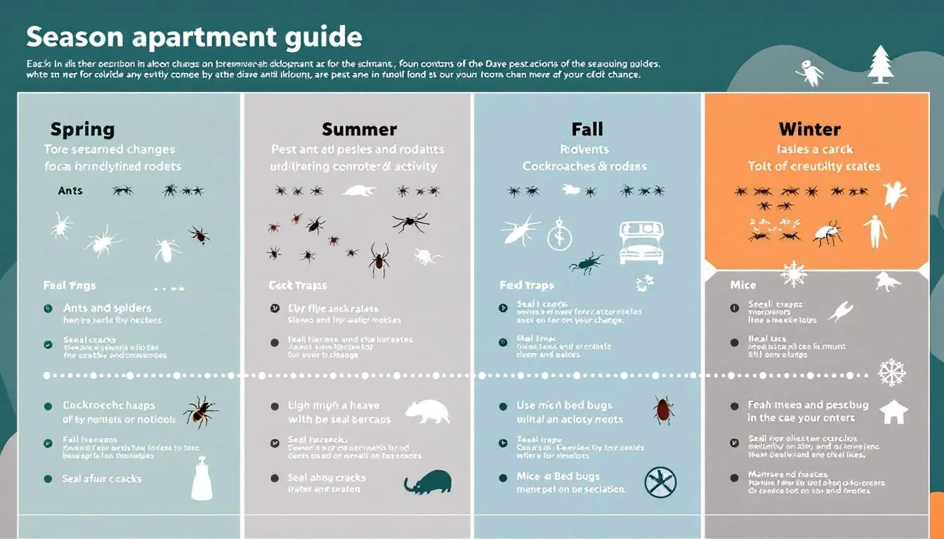 Seasonal changes affecting pest activity and control measures.