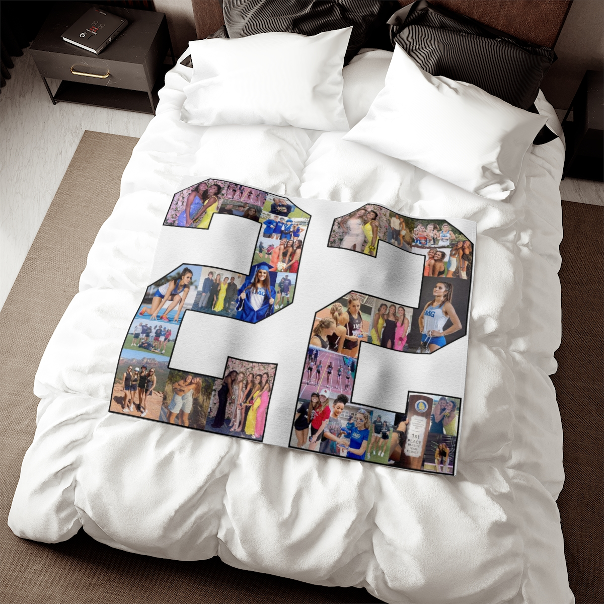 A great alternative to photo books is to create a custom collage on a super soft sweatshirt blanket.