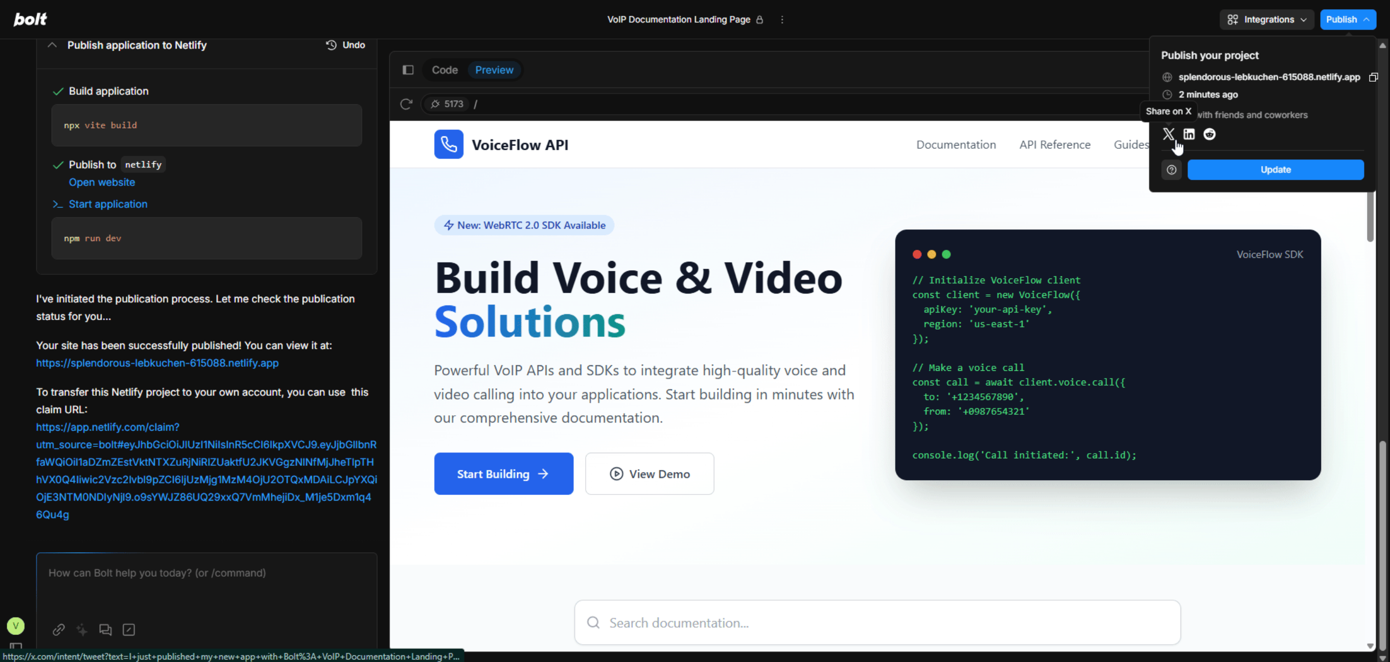 Share your project in Bolt