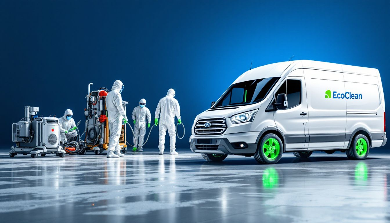 Emergency mold remediation services being conducted in a flooded area.