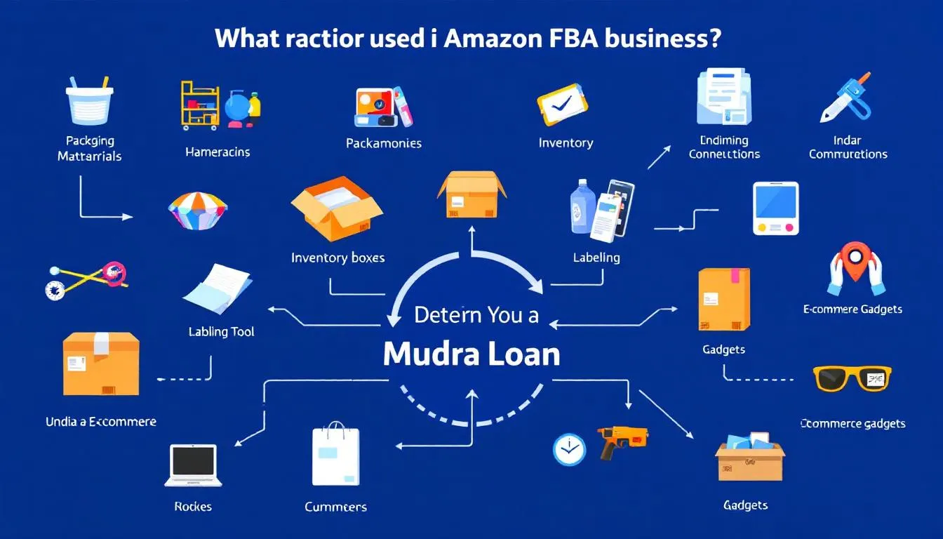 An image depicting various products that can be funded by Mudra loans for Amazon FBA businesses.