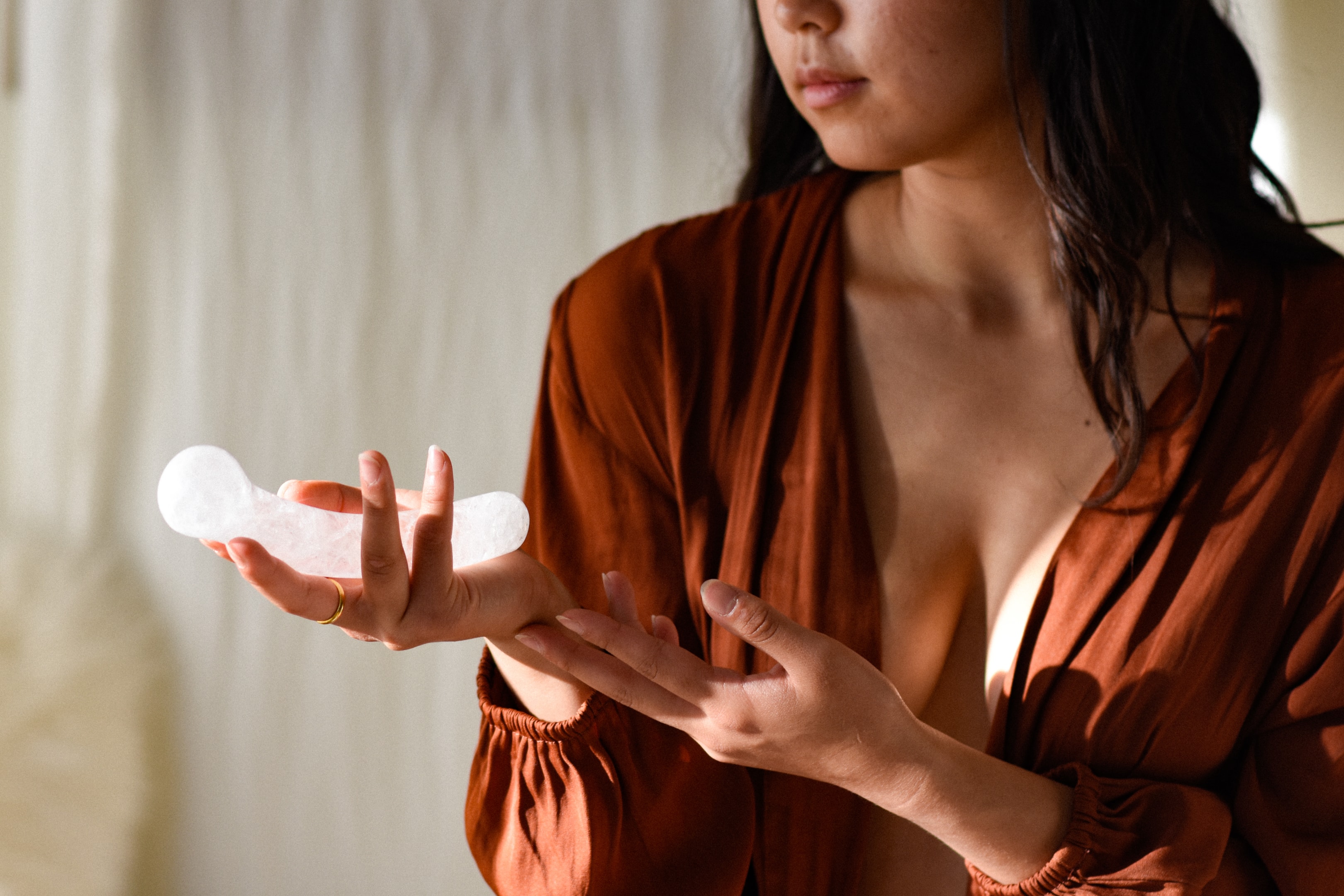 Rose Quartz and Clear Quartz crystal massage wands