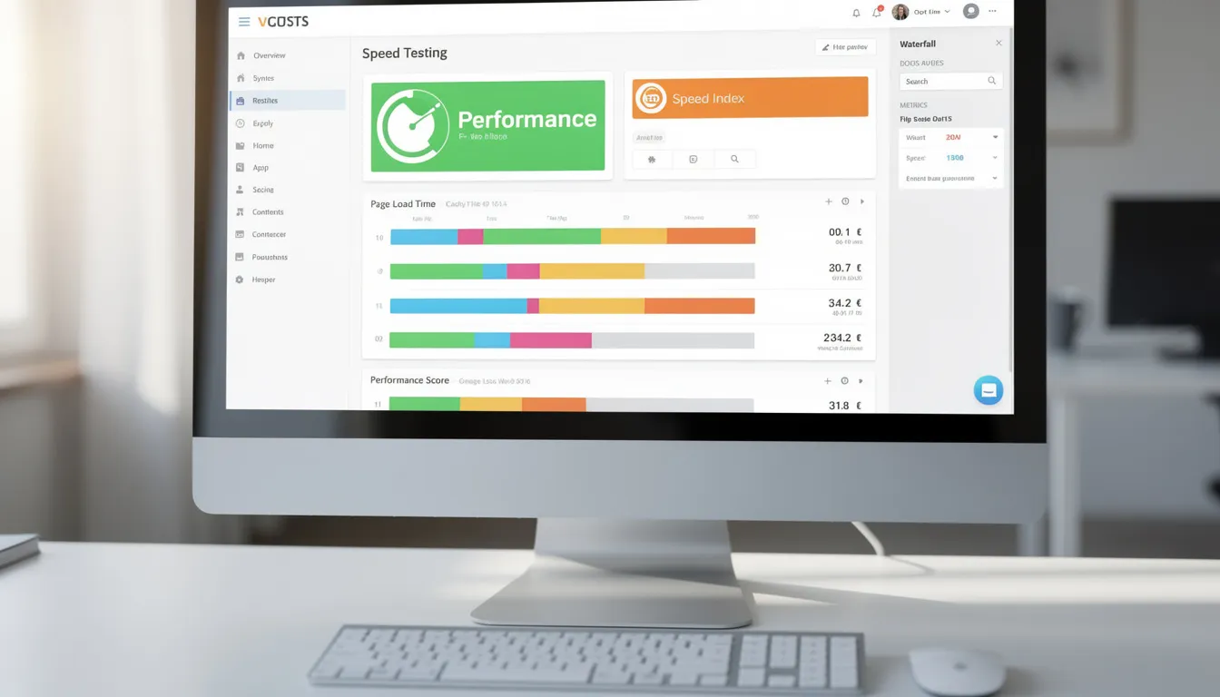 The image displays a computer screen showcasing website speed testing results, indicating various metrics that affect search engine optimization (SEO) and the performance of individual web pages. The results are crucial for improving search engine rankings and enhancing user experience on the site.